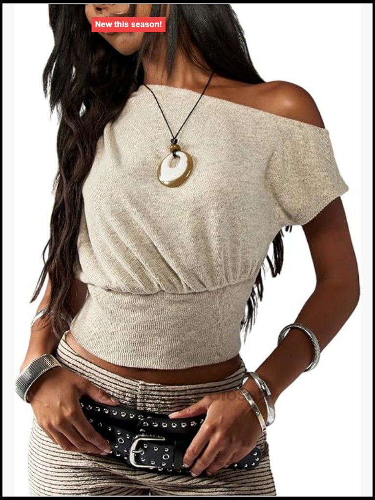Off Shoulder Ruched Slim Fit Asymmetrical Crop Top Short Sleeve Y2k Summer Shirt